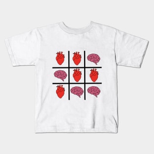 Heart vs Brain Tic Tac Toe Kids T-Shirt